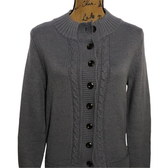 Kancy Kole S Cardigan Sweater Gray Blue Long Sl Soft Button Down Small Pockets - Picture 2 of 8